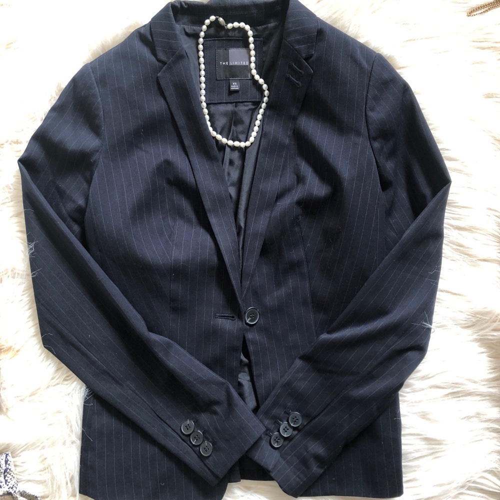 The Limited navy pinstriped blazer